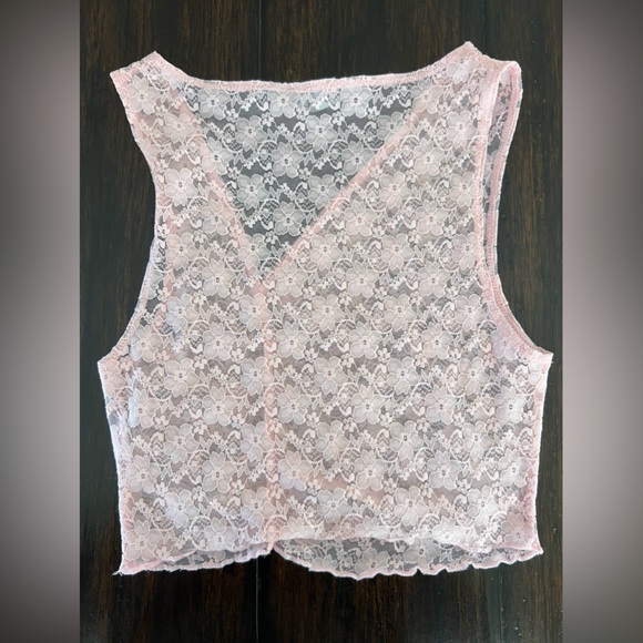 Motel Rocks MORTA CROP TOP IN LACE SWEET PINK - size XS - Picture 5 of 7